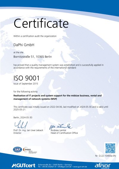 DIN EN ISO9001:2015 Certificate